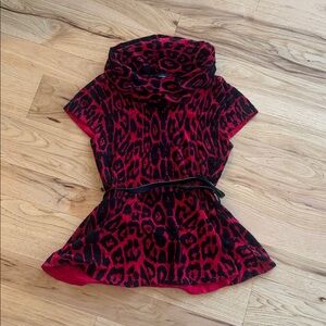 Red and Black Leopard Print Top